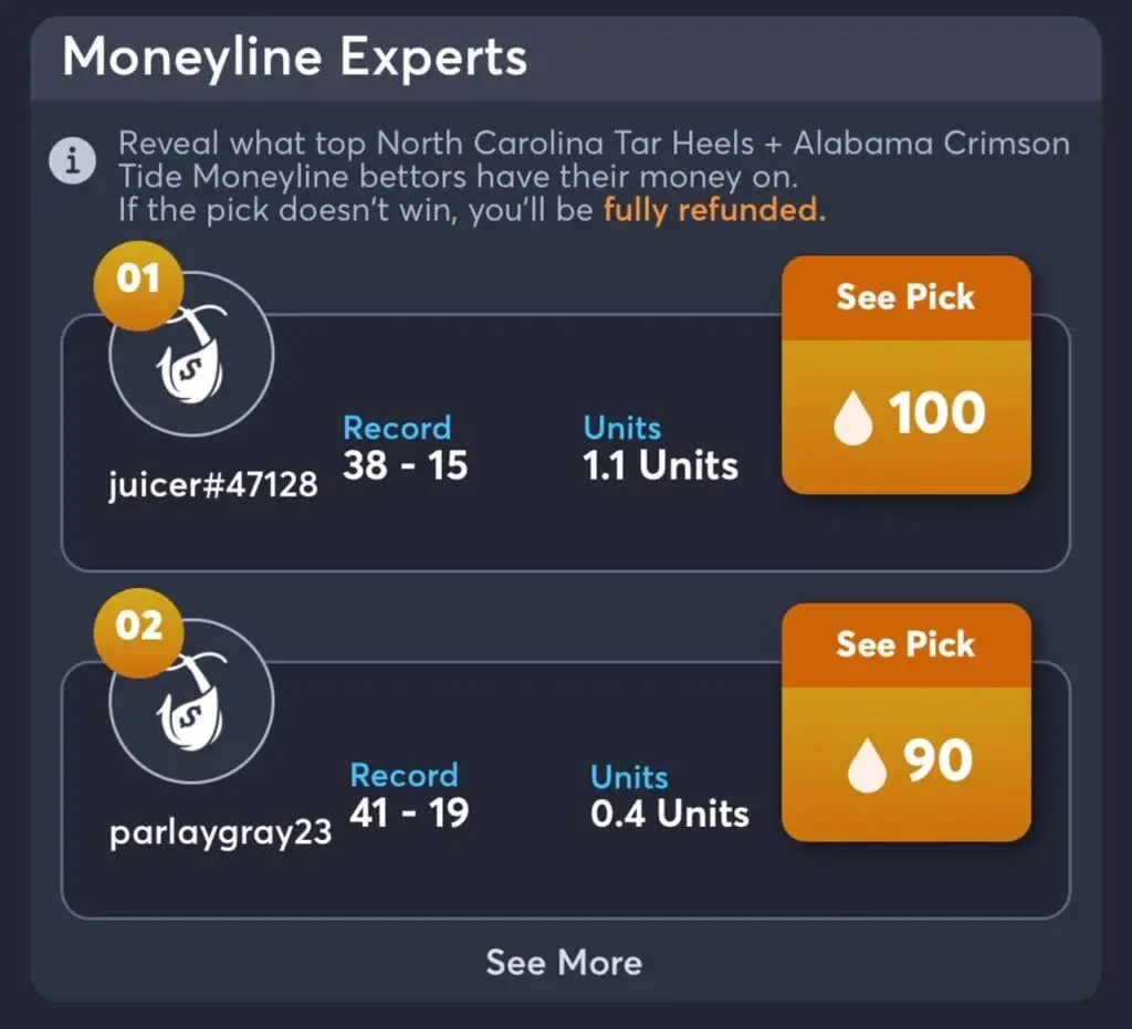 Alabama vs North Carolina moneyline experts