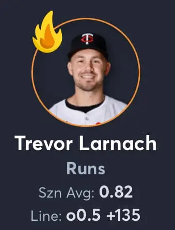 Red sox vs twins Ai player prop picks - Trevor Larnach Runs v2