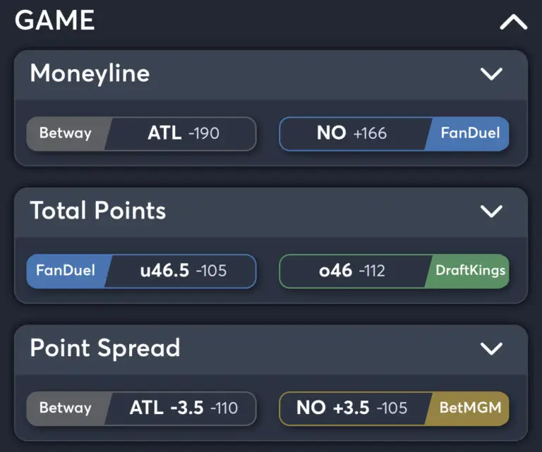 Falcons vs Saints - Best Odds