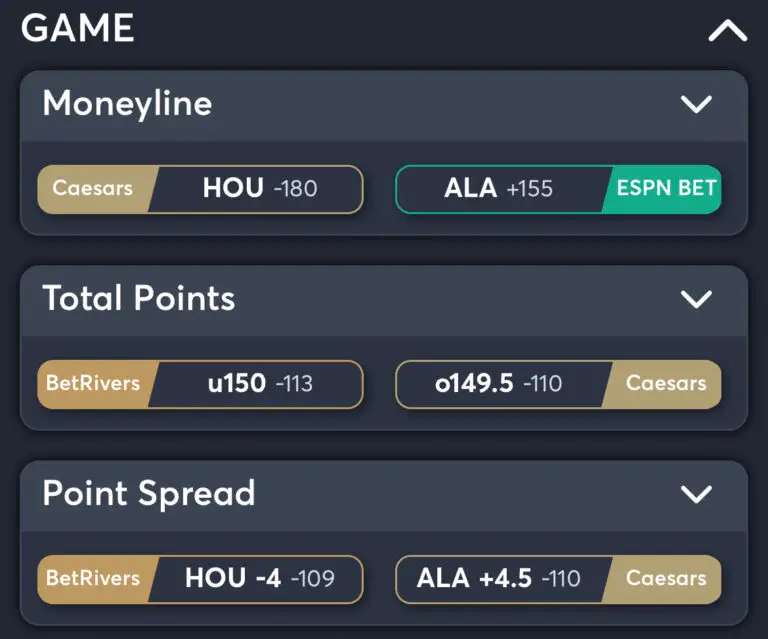 Houston vs Alabama - Best Odds